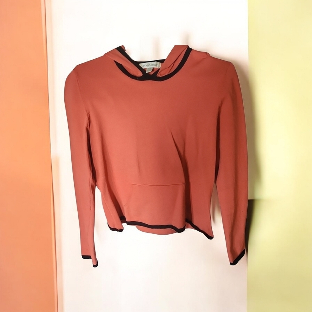 Coral Hoodie with Black Trim